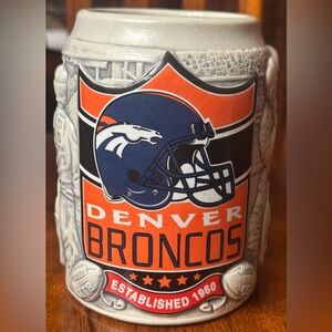 Denver Broncos NFL 3D Beer Stein Mug w/ Miller Lite Football Handle
